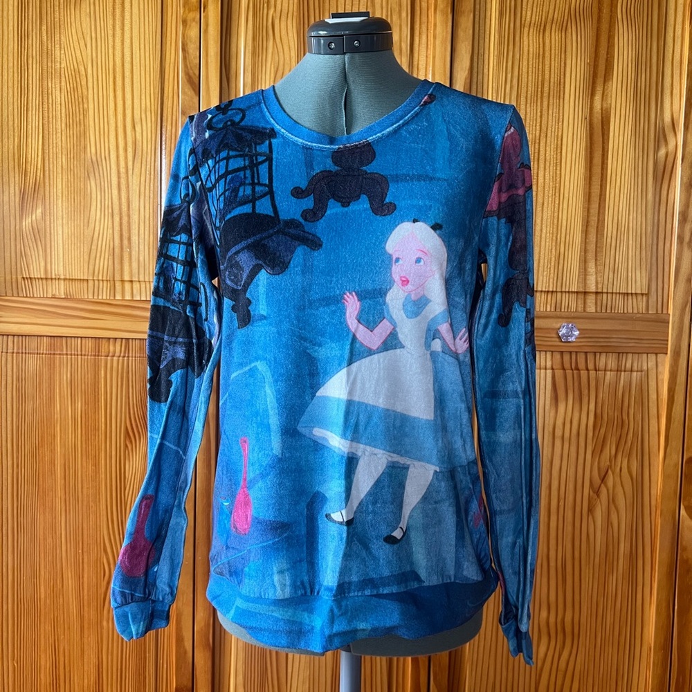 Disney Blue Graphic Long Sleeve Alice In Wonderland